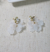 Floral White Petal Earrings, Wedding Bridal Flower Studs, Boho Fashion Dainty Studs for Bride or Bridesmaids - KaleaBoutique.com