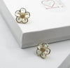 Florescent Abalone Flower Studs, Large Flowerhead Stud Earrings, Wedding Pearl Flower Stud Earrings - KaleaBoutique.com