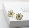 Florescent Abalone Flower Studs, Large Flowerhead Stud Earrings, Wedding Pearl Flower Stud Earrings - KaleaBoutique.com