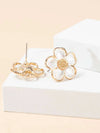 Florescent Abalone Flower Studs, Large Flowerhead Stud Earrings, Wedding Pearl Flower Stud Earrings - KaleaBoutique.com