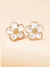 Florescent Abalone Flower Studs, Large Flowerhead Stud Earrings, Wedding Pearl Flower Stud Earrings - KaleaBoutique.com