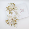 Flower Gold Leaf 2 PC Hairpin Set, Bridal Gold Wire Hair Pins, Wedding Rhinestone Large Hairpins - KaleaBoutique.com