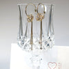 Flower Charm Hooped Earrings with Chain Dangles, Crystal Bridal Hoop Studs, Wedding Floral Earrings - KaleaBoutique.com