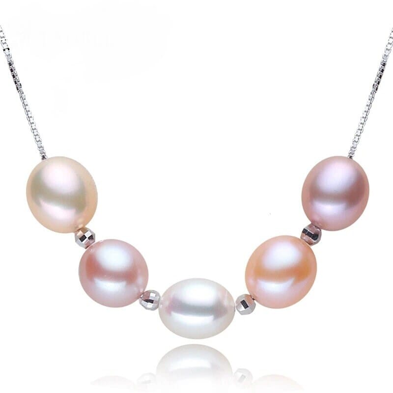 Freshwater Baroque Pearl Necklace, White Pink Purple Natural Pearl Necklace, Pearl 925 Silver Necklace, Genuine Pearl Minimalist Necklace - KaleaBoutique.com