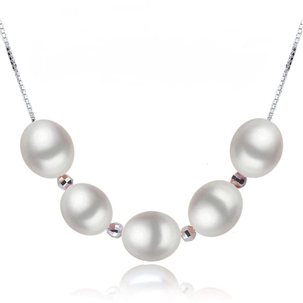 Freshwater Baroque Pearl Necklace, White Pink Natural Pearl Necklace, Pearl S925 Silver Necklace, Genuine Pearl Necklace - KaleaBoutique.com