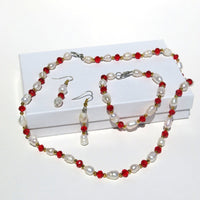 Freshwater Pearl 4 PC Jewelry Set, Natural Pearl Bracelet Earrings and Necklace, Bridesmaid Crystal Real Pearl Jewelry - KaleaBoutique.com