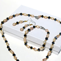 Freshwater Pearl 4 PC Jewelry Set, Natural Pearl Bracelet Earrings and Necklace, Bridesmaid Crystal Real Pearl Jewelry - KaleaBoutique.com
