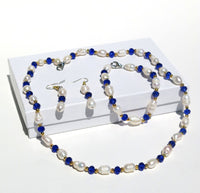 Freshwater Pearl 4 PC Jewelry Set, Natural Pearl Bracelet Earrings and Necklace, Bridesmaid Crystal Real Pearl Jewelry - KaleaBoutique.com