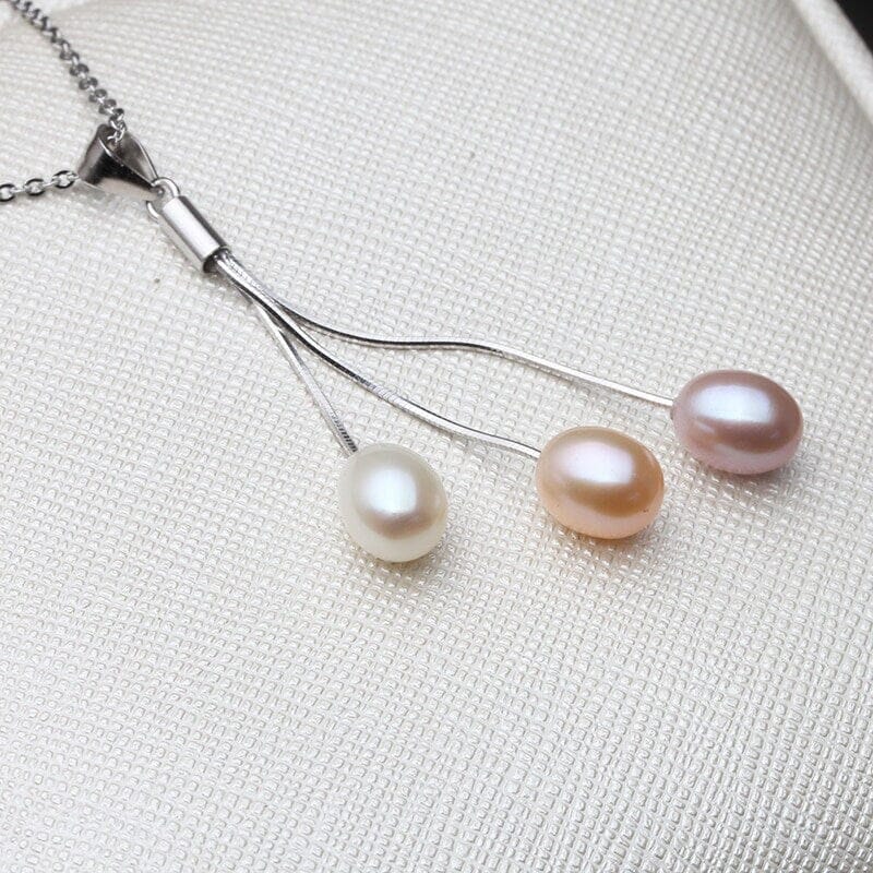 Genuine Freshwater Pearl Y-Necklace, White Pink Purple Natural Pearl Earrings, Natural Pearl Bridal Jewelry - KaleaBoutique.com