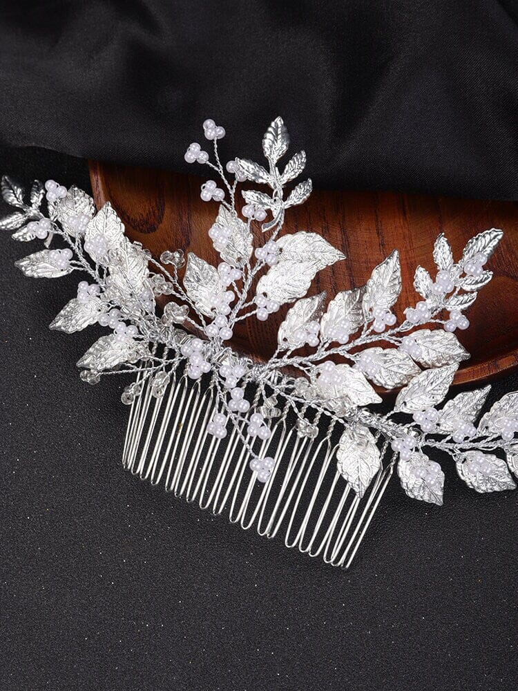 Gold Leaf Large Bridal Hair Comb, Wedding Decorative Hair Comb, Gold Branch Wedding Hairpiece - KaleaBoutique.com