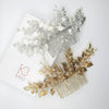 Gold Leaf Large Bridal Hair Comb, Wedding Decorative Hair Comb, Gold Branch Wedding Hairpiece - KaleaBoutique.com