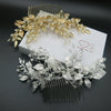 Gold Leaf Large Bridal Hair Comb, Wedding Decorative Hair Comb, Gold Branch Wedding Hairpiece - KaleaBoutique.com