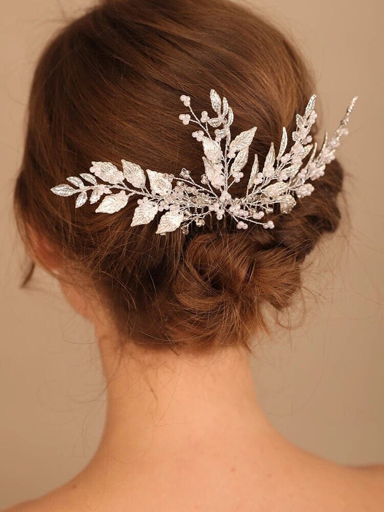 Gold Leaf Large Bridal Hair Comb, Wedding Decorative Hair Comb, Gold Branch Wedding Hairpiece - KaleaBoutique.com