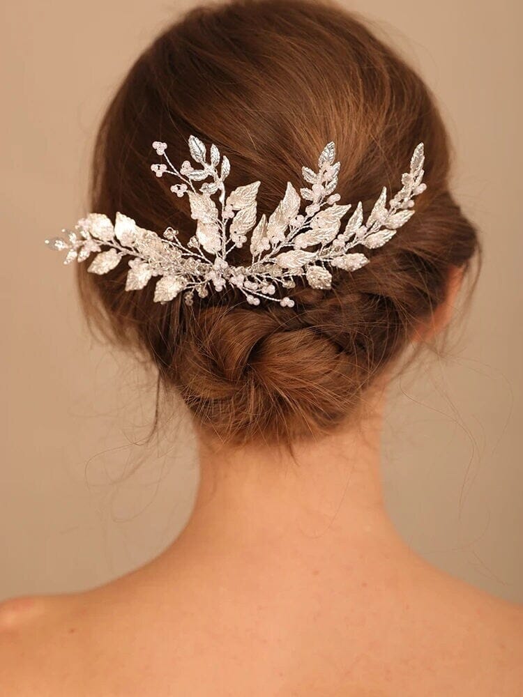 Gold Leaf Large Bridal Hair Comb, Wedding Decorative Hair Comb, Gold Branch Wedding Hairpiece - KaleaBoutique.com