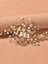 Gold Leaf Pearl Wire Bridal Hair Comb, Wedding Pearl Hairpiece, Small Wedding Hairpin Headpiece - KaleaBoutique.com