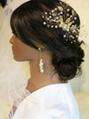 Gold Leaf Pearl Wire Bridal Hair Comb, Wedding Pearl Hairpiece, Small Wedding Hairpin Headpiece - KaleaBoutique.com