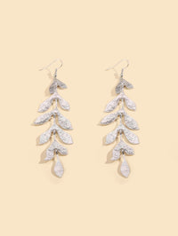 Gold or Silver Leaf Dangle Earrings, Wedding Long Earrings, Bridal Greek Goddess Earrings, Belly Dancer Beauty Earrings - KaleaBoutique.com