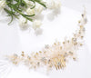 Crystal Pearl Large Bridal Hair Comb, Floral Wedding Rhinestone Hair Comb, Large Crystal Wire Hair Comb - KaleaBoutique.com