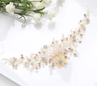 Crystal Pearl Large Bridal Hair Comb, Floral Wedding Rhinestone Hair Comb, Large Crystal Wire Hair Comb - KaleaBoutique.com