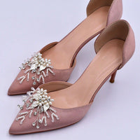 Bridal Pearls and Crystals 2 PC Shoe Clip Set, Wedding Slipper Flower Clip on. Brides Sandal Shoe Clips - KaleaBoutique.com