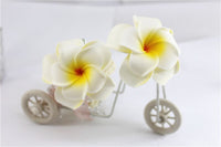 3 PC Double Layer Plumeria Hair Clip Set, White Hawaii Flower Hairclips, Floral Beach Hairpin Headpiece - KaleaBoutique.com