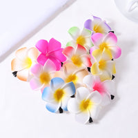 3 PC Plumeria Flower Hair Clip Set. Bridal Hawaii Plumeria Floral Hairclips, Bohemian Tropical Flower Hair Piece Set - KaleaBoutique.com