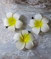 3 PC Plumeria Flower Hair Clip Set, Bridal White Or Pink Tropical Floral Hairpin Bohemian Hair Clips - KaleaBoutique.com