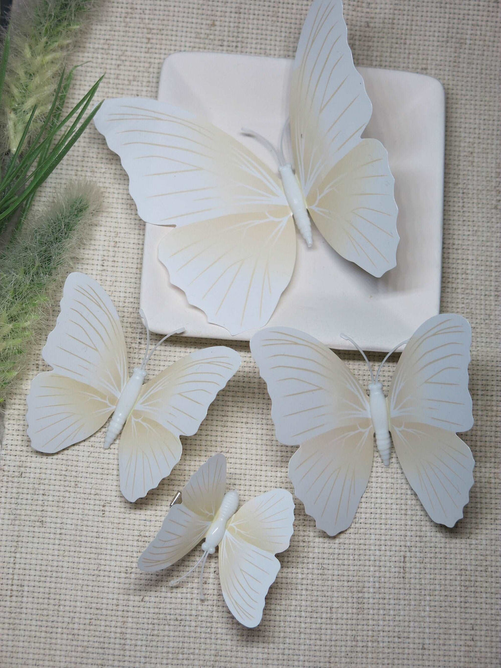 Big Butterfly 4 PC Hairclip Set, PVC Large Butterfly Wing Prom Hair Clips in Pink, White or Black - KaleaBoutique.com