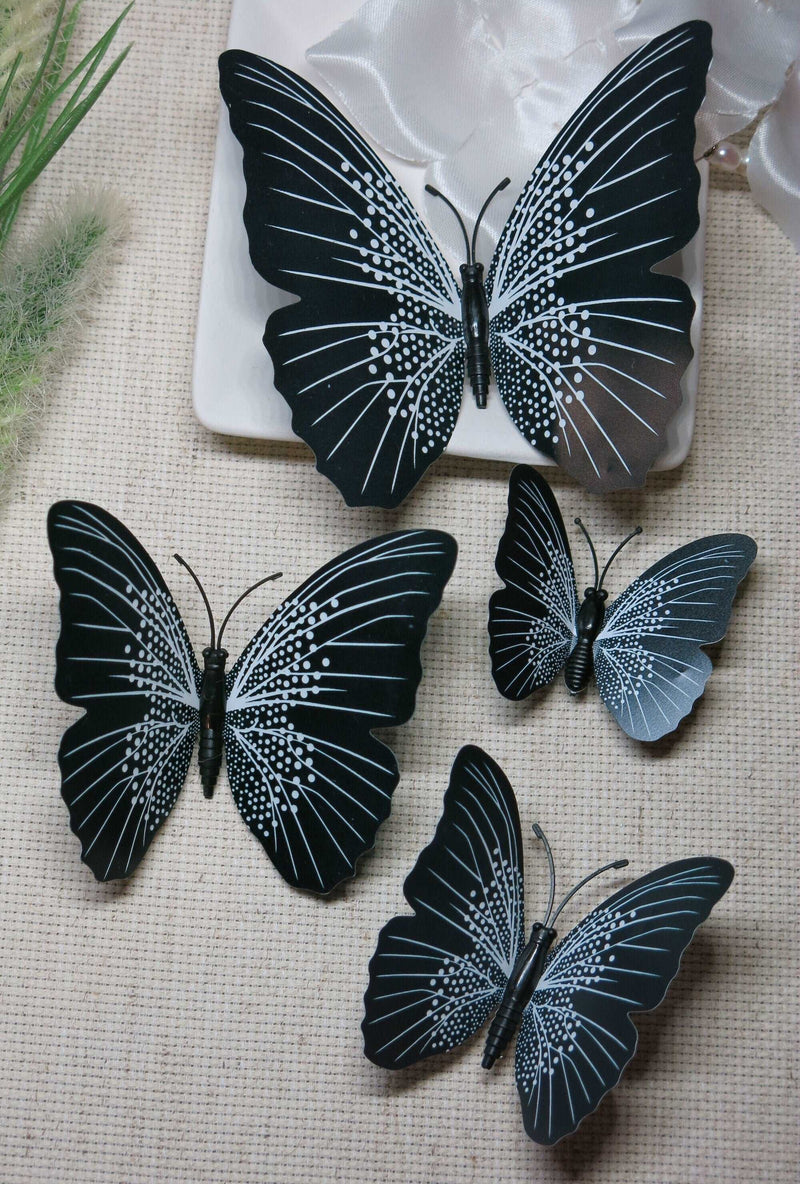 Big Butterfly 4 PC Hairclip Set, PVC Large Butterfly Wing Prom Hair Clips in Pink, White or Black - KaleaBoutique.com