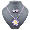 Plumeria Flower Necklace and Earrings 3 PC Jewelry Set, Hawaii Floral Plumeria Boho Choker Necklace - KaleaBoutique.com