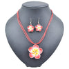 Plumeria Flower Necklace and Earrings 3 PC Jewelry Set, Hawaii Floral Plumeria Boho Choker Necklace - KaleaBoutique.com