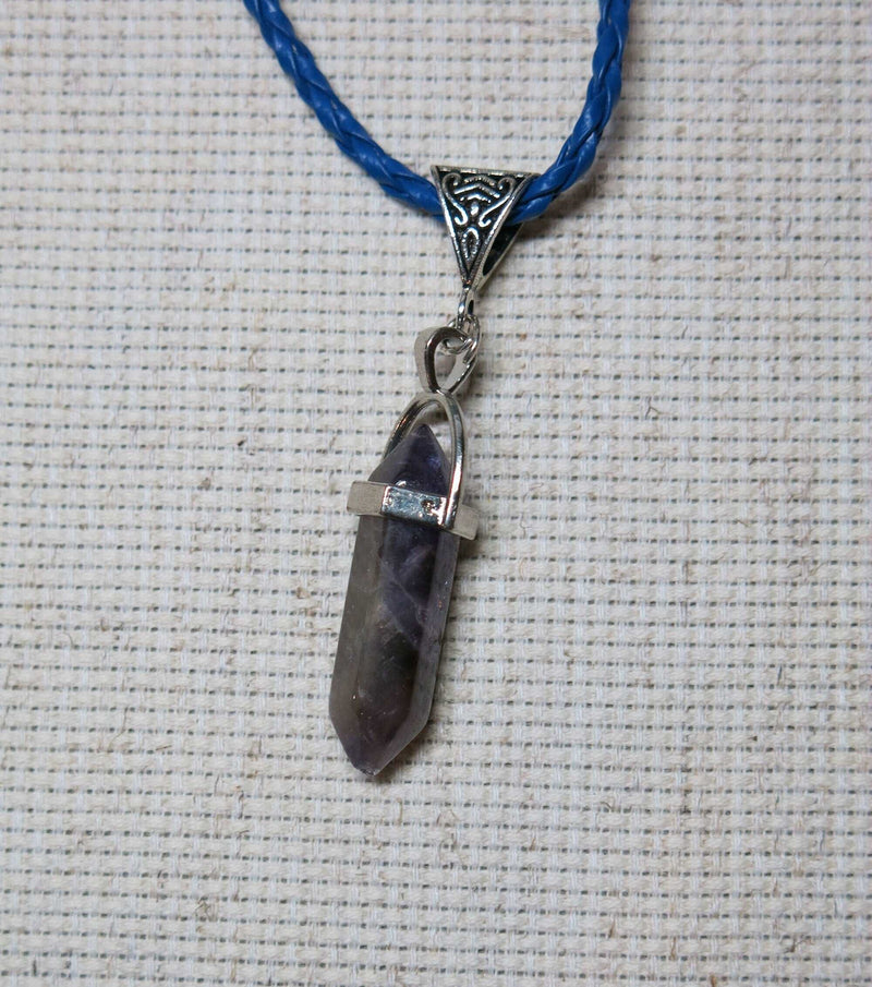 Amethyst Genuine Gem Unisex Boho Necklace, Natural Crystal Bohemian Charm Healing Anti Stress Carved Pendant - KaleaBoutique.com