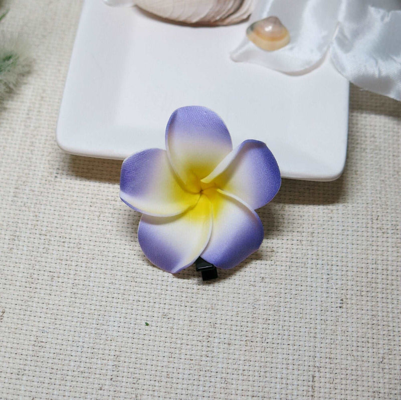 3 PC Plumeria Flower Hair Clip Set. Bridal Hawaii Plumeria Floral Hairclips, Bohemian Tropical Flower Hair Piece Set - KaleaBoutique.com