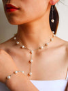 Bridal Pearl Chain Necklace Earrings Bracelet 4 PC Jewelry Set, Wedding or Prom Pearl Necklace - KaleaBoutique.com