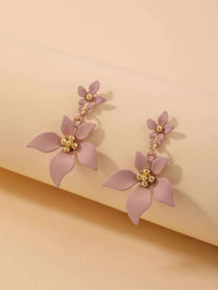S925 Sterling Silver Post Double Flower Earrings, Lightweight Statement Blue Pink or Yellow Floral Prom Stud Earrings - KaleaBoutique.com