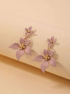 S925 Sterling Silver Post Double Flower Earrings, Lightweight Statement Blue Pink or Yellow Floral Prom Stud Earrings - KaleaBoutique.com