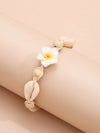 White Plumeria Flower Rope Bracelet, Boho Macrame Flower Anklet Rope Beach Knot Bracelet - KaleaBoutique.com