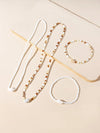 Natural Seashell Stretch Choker Necklace 4 PC Set, Shell Elastic Bracelet, Unisex Seed Bead Beach Necklace Set - KaleaBoutique.com