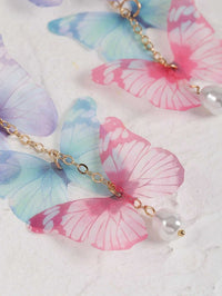 Multicolored Double Layer Chiffon Butterfly 5 PC Hairclip Set, Wedding, Prom Party Chiffon Butterfly Hair Clips - KaleaBoutique.com