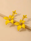 S925 Sterling Silver Post Double Flower Earrings, Lightweight Statement Blue Pink or Yellow Floral Prom Stud Earrings - KaleaBoutique.com