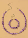 Genuine Amethyst Necklace and Bracelet 2 PC Jewelry Set, Gemstone Amethyst Nugget Dangle Earrings - KaleaBoutique.com