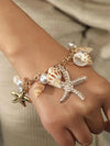 Natural Seashell Necklace and Bracelet, Beach Wedding Pearl and Starfish Bib Necklace, Charm Bracelet - KaleaBoutique.com