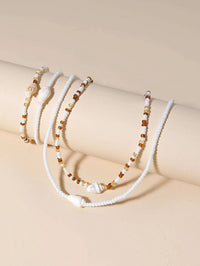 Natural Seashell Stretch Choker Necklace 4 PC Set, Shell Elastic Bracelet, Unisex Seed Bead Beach Necklace Set - KaleaBoutique.com