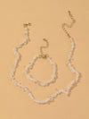 2 PC Natural Quartz Gem Necklace and Bracelet Two Piece Jewelry Set, Ice Cube Statement Earrings - KaleaBoutique.com