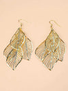 Gold Laser Cut Layered Leaf Earrings, Silver Dangle Boho Fashion Earrings for Prom, Wedding, Bridal Shower - KaleaBoutique.com