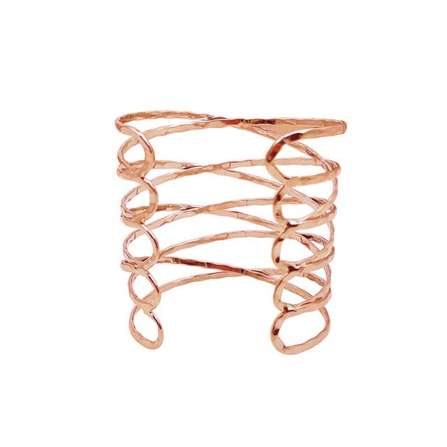 Roman Beauty Arm Cuff Fashion Bangle Bracelet, X-Wide Cast Metal Crisscross Boho Bracelet - KaleaBoutique.com