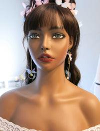 Chiffon Realistic Butterfly Earrings, Dangle Chain Drop Earrings, Asymmetric Chiffon Butterfly Earrings - KaleaBoutique.com
