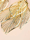 Gold Laser Cut Layered Leaf Earrings, Silver Dangle Boho Fashion Earrings for Prom, Wedding, Bridal Shower - KaleaBoutique.com