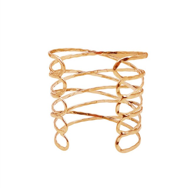 Roman Beauty Arm Cuff Fashion Bangle Bracelet, X-Wide Cast Metal Crisscross Boho Bracelet - KaleaBoutique.com