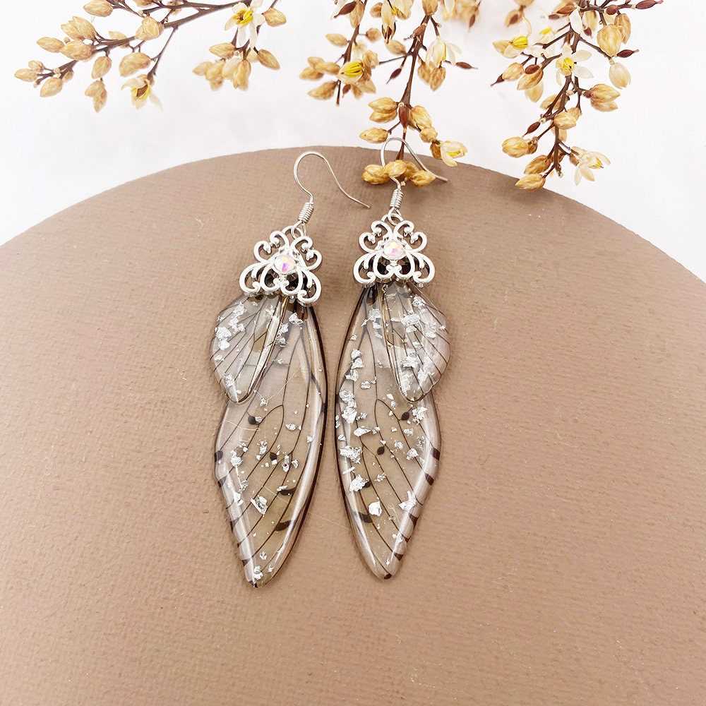 Butterfly Wing Earrings S925 Silver Post, Multi Color Clear Wing Earrings, Boho Dangle Earrings - KaleaBoutique.com